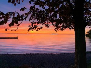 glassy sunset lake erie